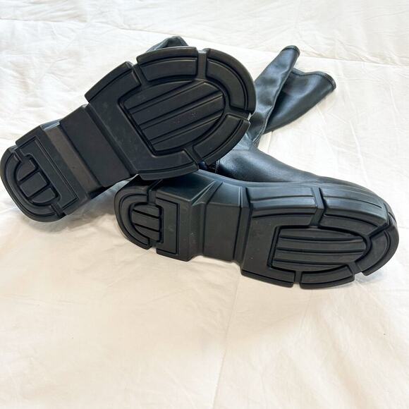 Steve Madden Tero Lug Sole Knee High Platform Boots Black PU Women’s 8M Chunky - Picture 4 of 9